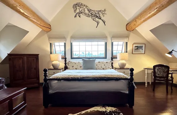 Authentic luxury dude ranch accommodation in the main ranch house at Siwash Lake