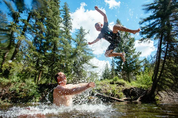 Water play during the Siwash River Outpost Safari