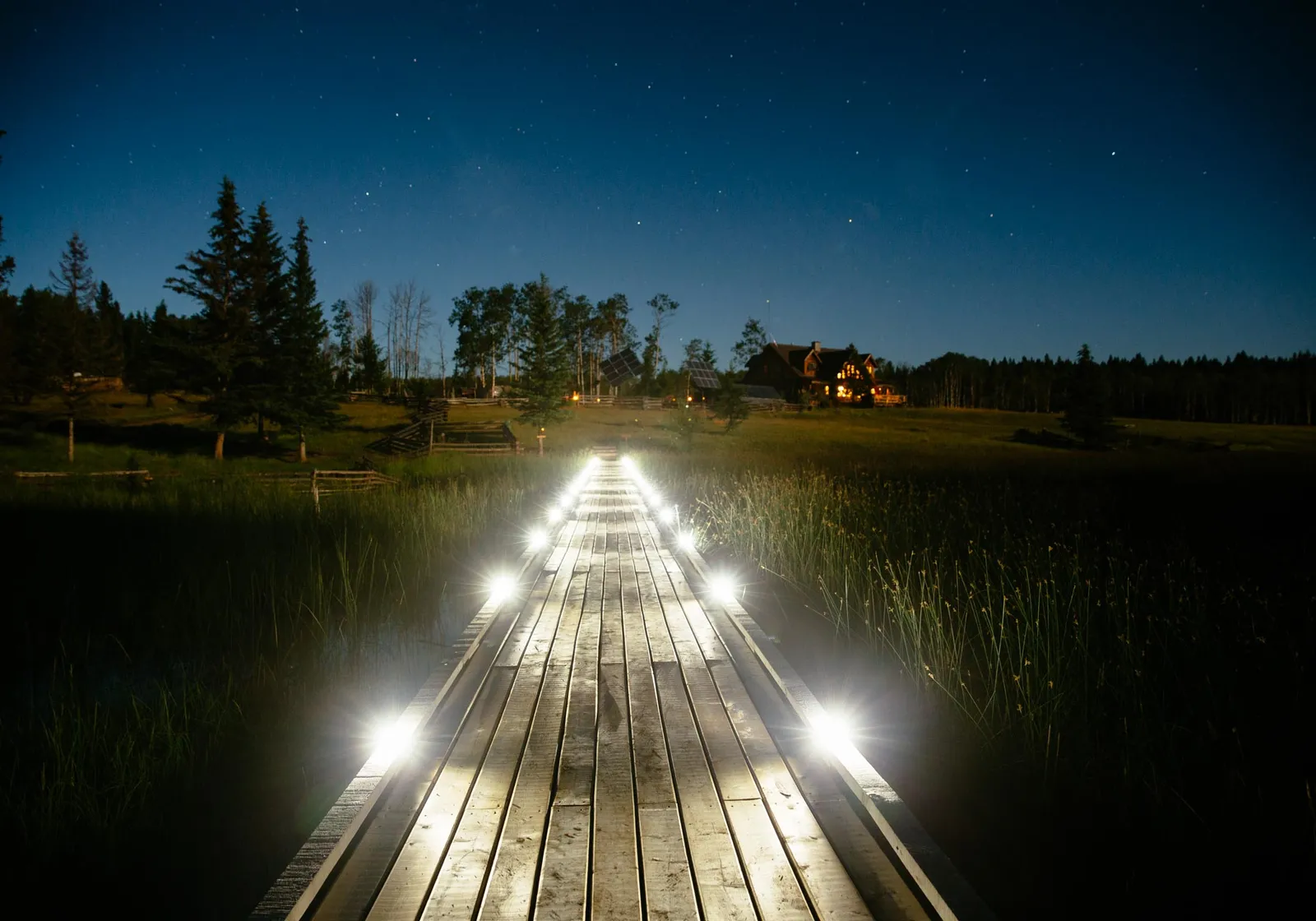 Siwash Lake Luxury Lodge with solar lit boardwalk