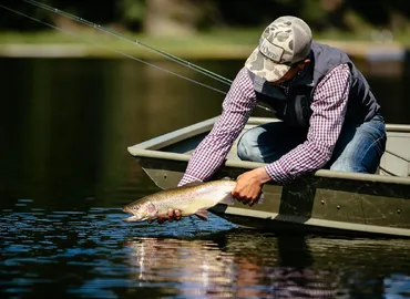 Fly fishing at Siwash Lake Wilderness Resort