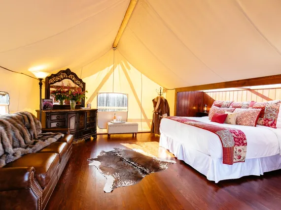 Interior of Deluxe Tent at Siwash Lake Star Camp