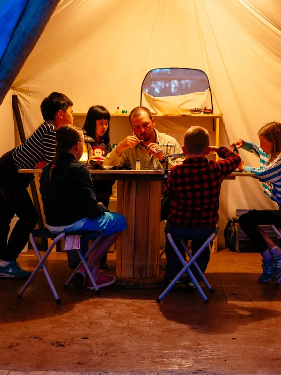 Fly tying at Siwash Lake 