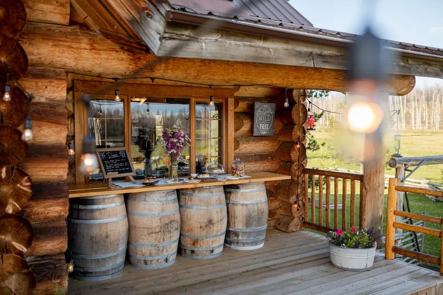 Hand hewn and authentic ranch structures at Siwash Lake