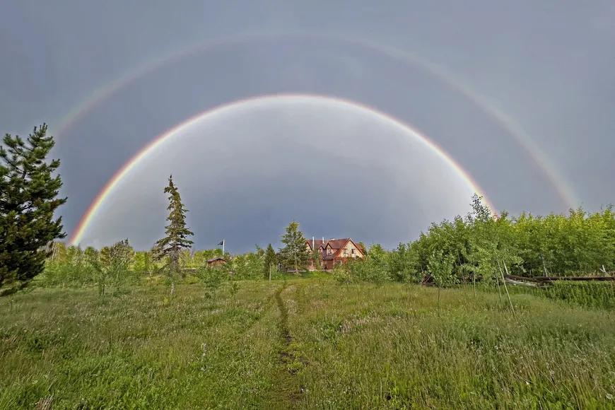 a double rainbow over our western homestead