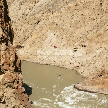 Run the river in a helicopter