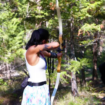 Find your wild with cross terrain archery through an old growth forest at Siwash Lake luxury ranch and wilderness resort