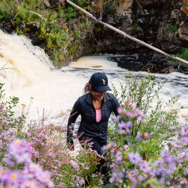Hiking by waterfalls in the wilds of Siwash Lake
